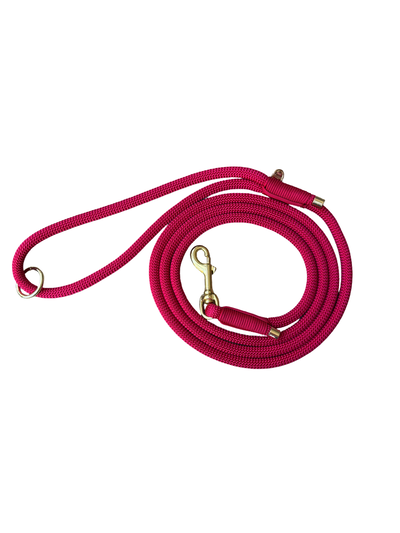 Handgemaakt - Riem met Groot Handvat Hibiscus Blaze, donker (voor alle honden)