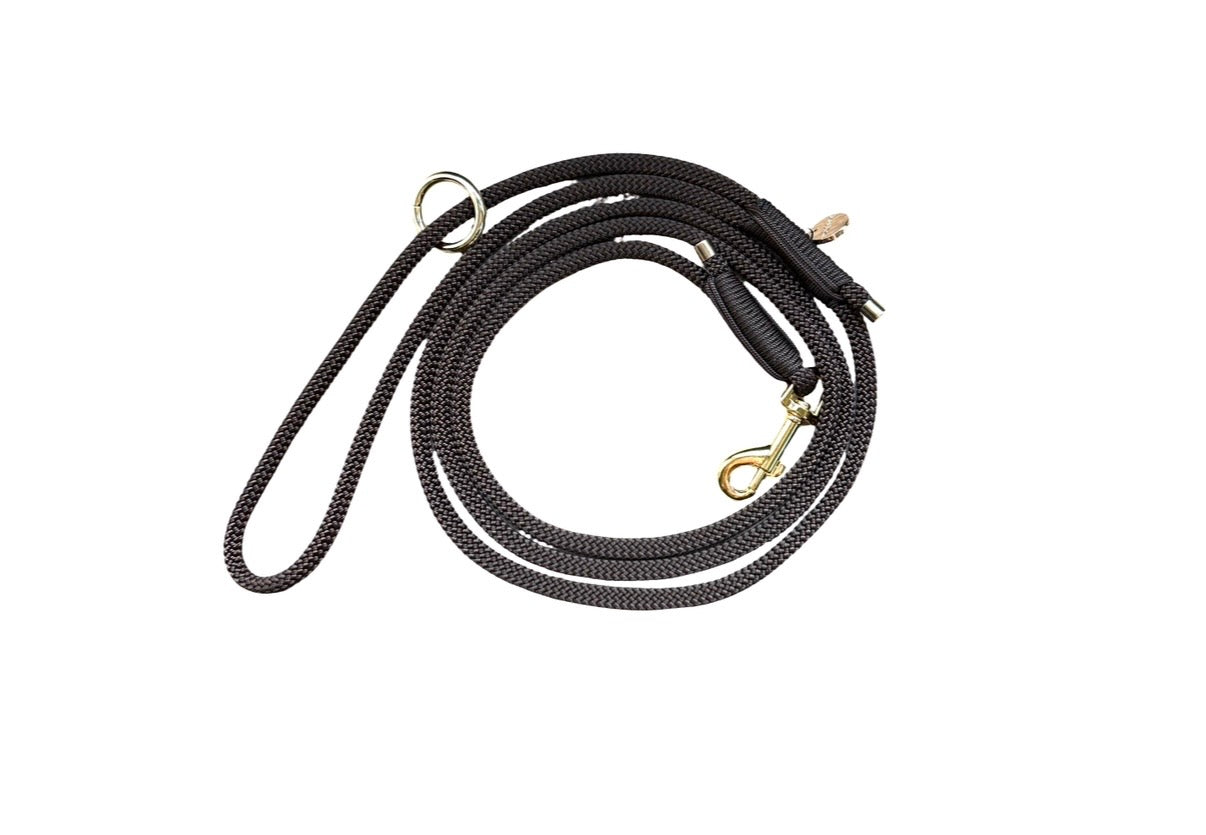 Handgemaakt - Riem met Groot Handvat Espresso Brown (voor puppies en honden tot 9 kg)