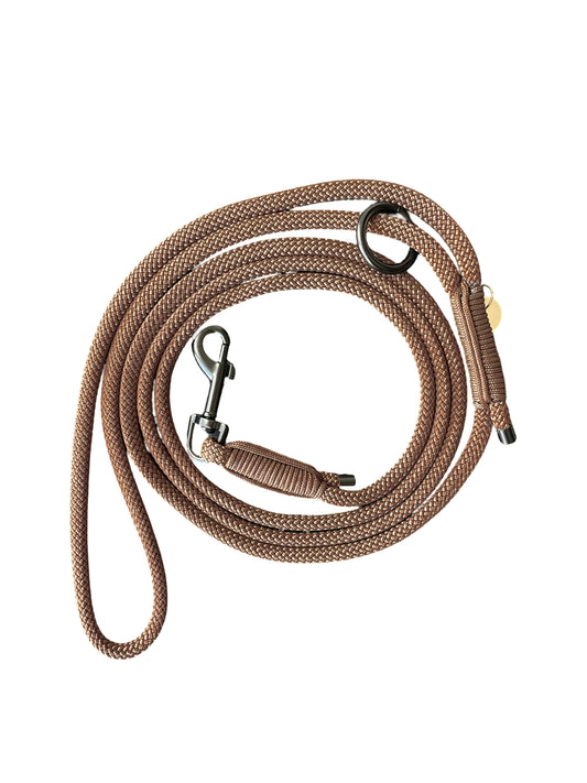 Handgemaakt - Riem met Groot Handvat Chocolate Brown (voor kleine Woeffies tot 12 kg)
