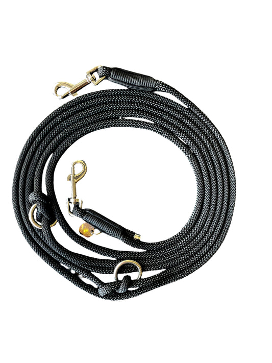 Handgemaakt - Handsfree Riem Black(voor kleine Woeffies tot 12 kg)