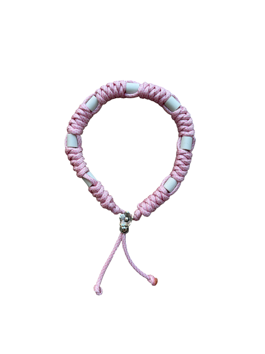 Handgemaakt - Tekenband Pastel Pink / White Diamonds (Snake)