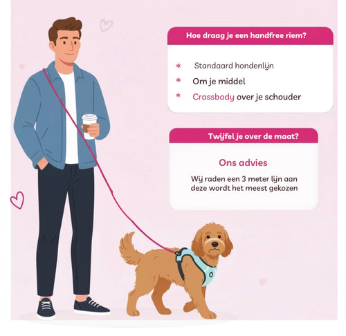 Handgemaakt - Handsfree Riem I Love Chocolate (voor alle honden)