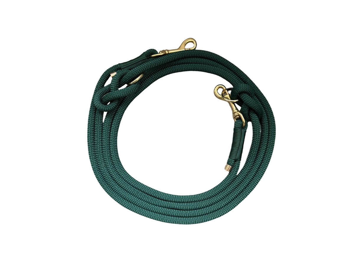 Handgemaakt - Handsfree Riem Emerald Green (voor alle honden)