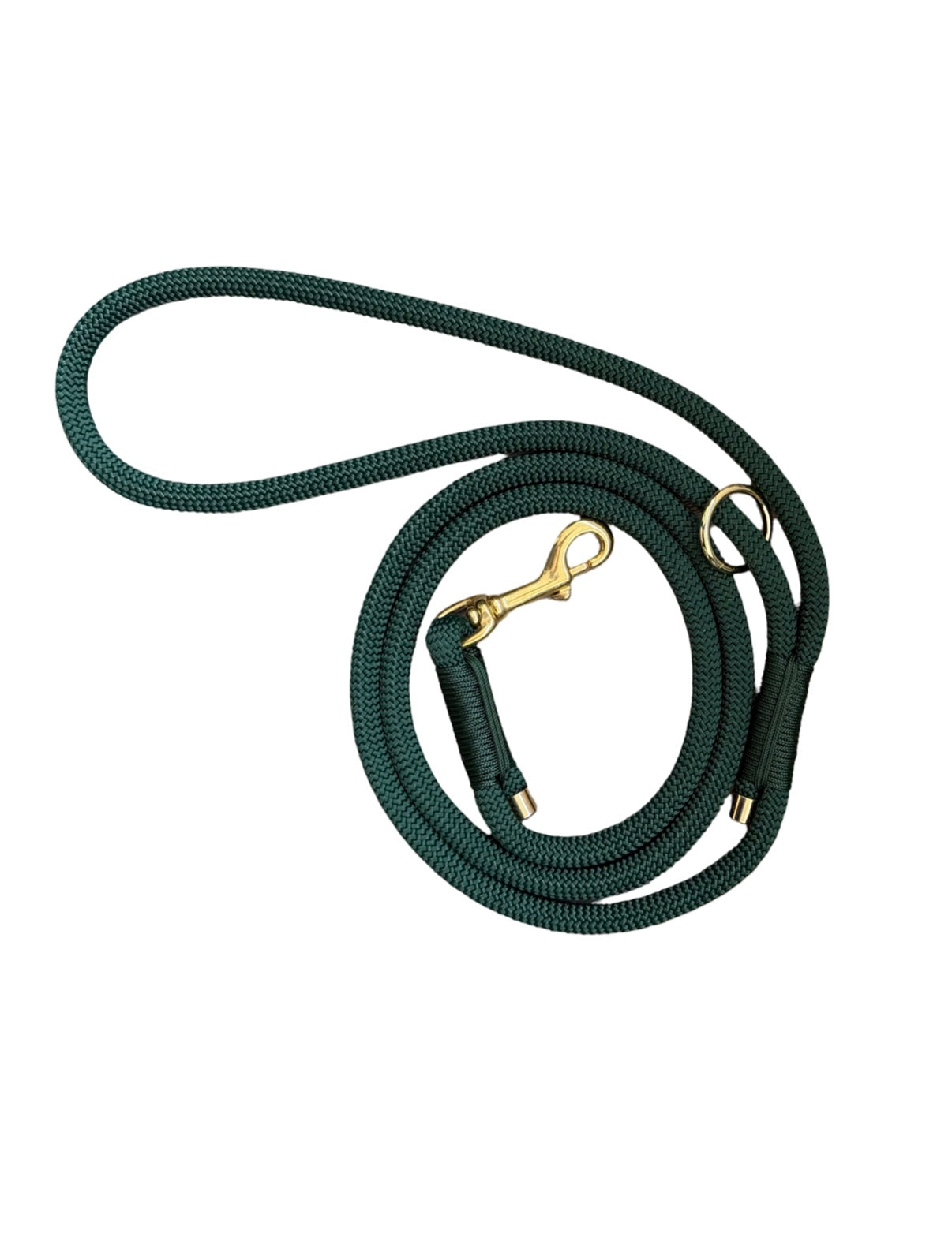 Handgemaakt - Riem met Groot Handvat Green Emerald Rib (voor alle honden)