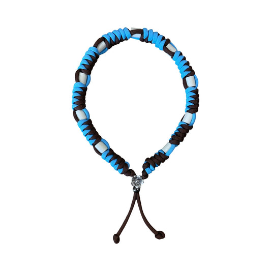 Handgemaakt - Tekenband Walnoot / Arctic Blue (Snake)