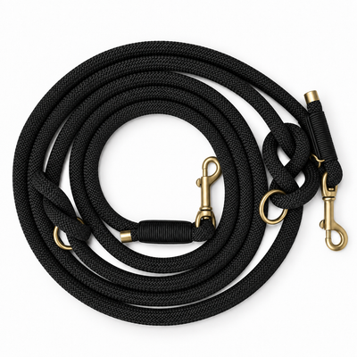 Handgemaakt - Handsfree Riem Cheetah / Zwart (voor alle honden)
