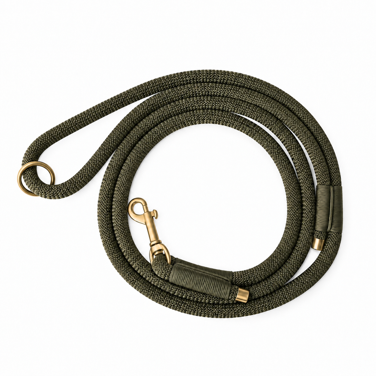 Handgemaakt - Riem met Groot Handvat Olive Green (voor honden tot 9 kg)