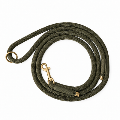 Handgemaakt - Riem met Groot Handvat Olive Green (voor alle honden)