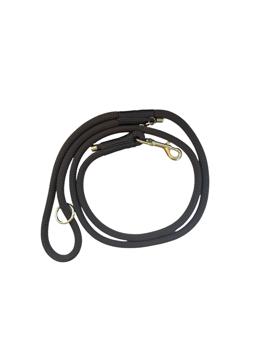 Handgemaakt - Riem met Groot Handvat I love Chocolate / Espresso Brown (voor alle honden)