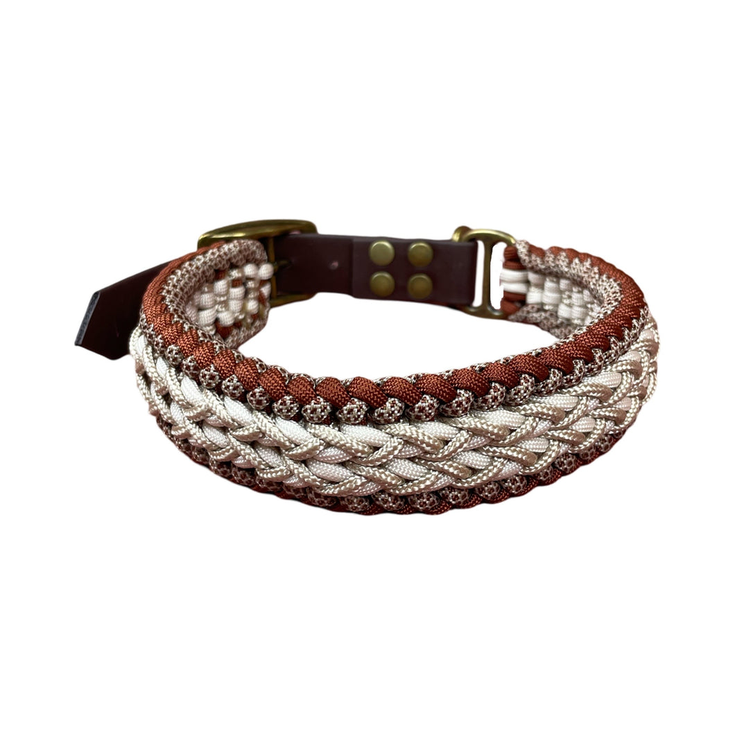 Handgemaakt - Halsband Elite Bruin / Crème